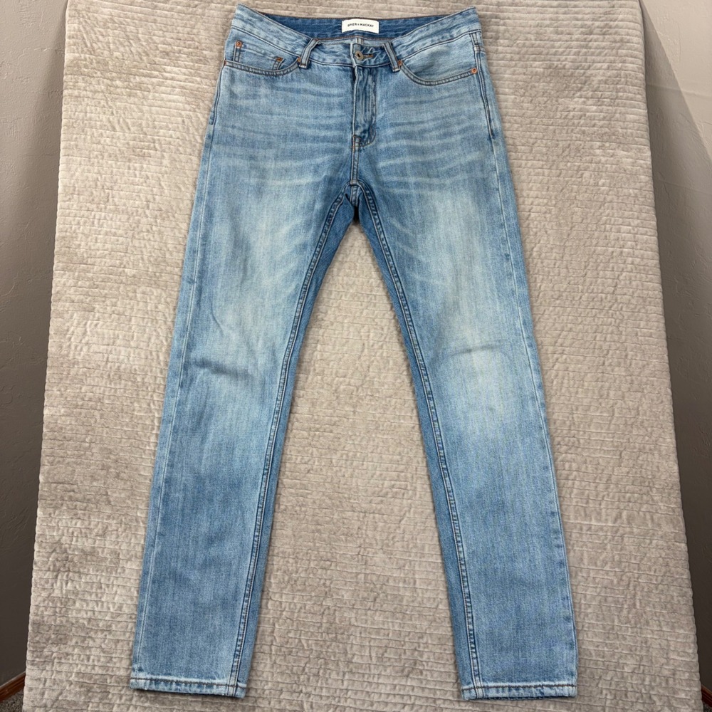 Spier & Mackay Slim Fit Light Wash Jeans Mens 31 100% Premium Cotton Denim